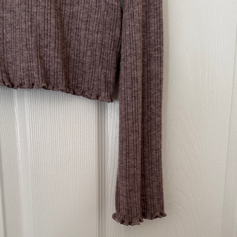 Madewell Women Ribbed Mock Neck Sweater - Mauve Taupe Size XL - Picture 4 of 12